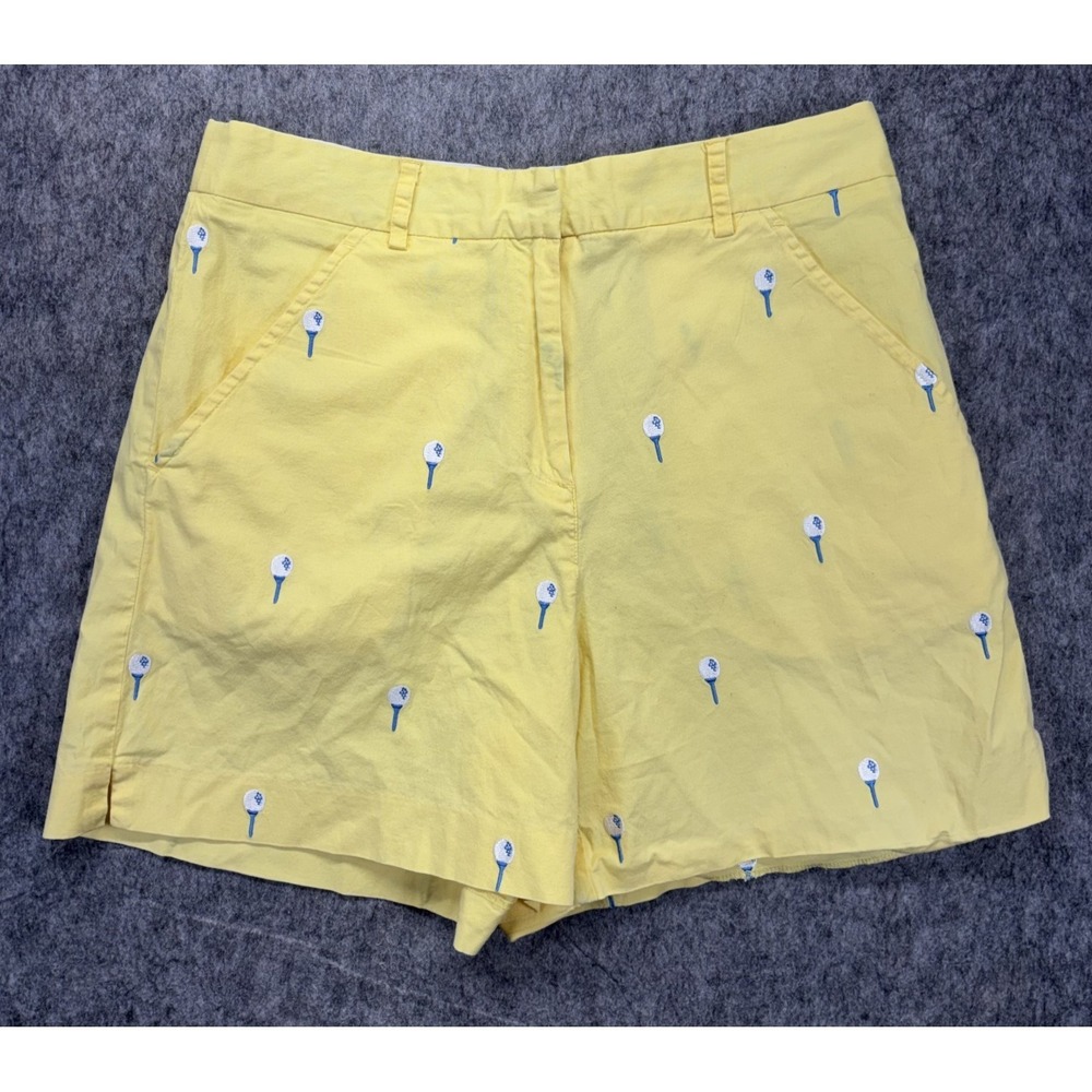 Lilly Pulitzer Golf‎ Tee Embroidered Shorts Women's 4 x 5 Yellow Preppy Cotton